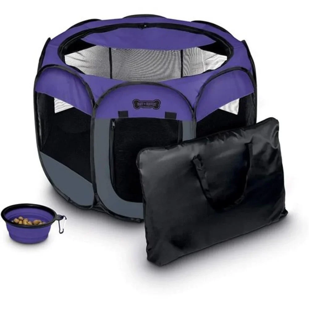 Portable Foldable Pet Playpen + Free Carrying Case + Free Bowl (29